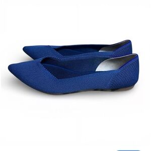 Rothy's Women's The Point Deep Ocean Blue Loafers with tortoise shell bottom